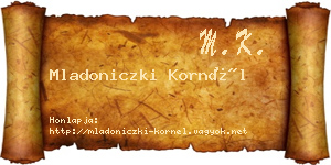 Mladoniczki Kornél névjegykártya